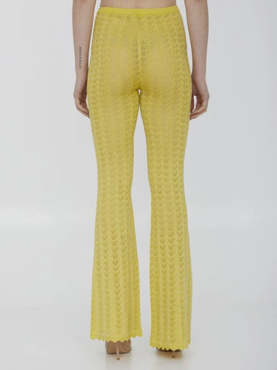 Shop Alessandra Rich Lurex Knit Trousers In Yellow