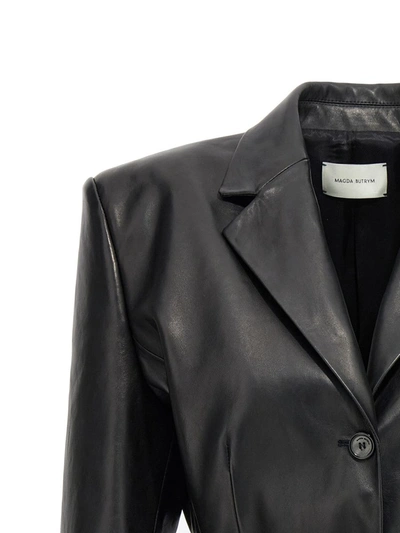 Shop Magda Butrym Leather Blazer In Black