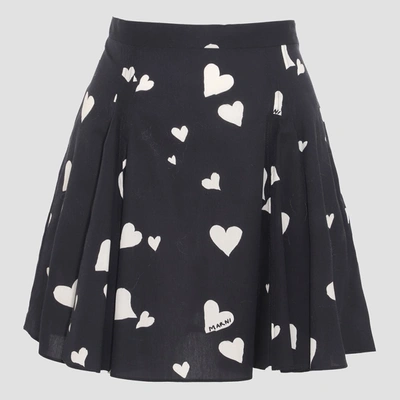 Shop Marni Black And White Cotton Skirt
