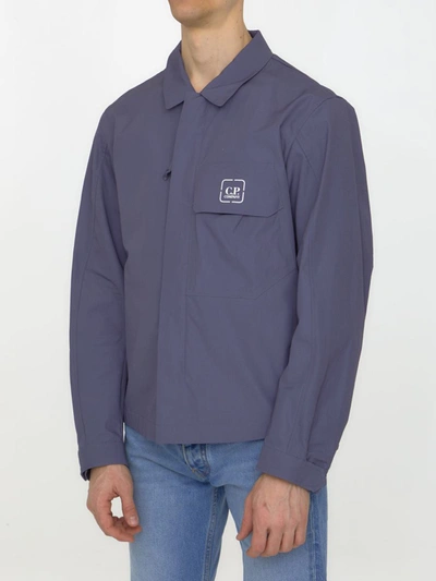 Shop C.p. Company Metropolis Series Shirt In <p>metropolis Series Shirt In Navy Blue Cotton With Contrast  Logo Printed On Chest. It