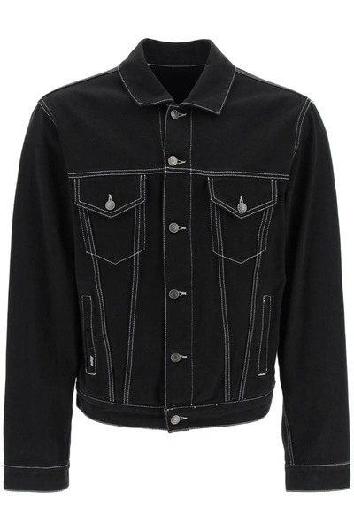 Shop Msgm 'never Look Back' Denim Jacket In Black