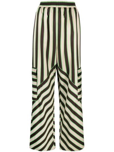 Shop Msgm High-waist Striped Trousers In Spotted