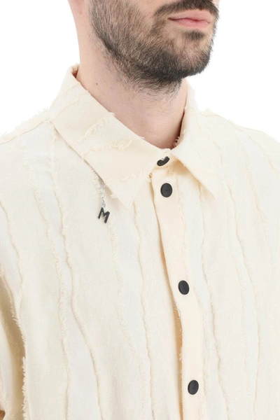 Shop Msgm Jacquard Cotton Short Sleeve Shirt In White