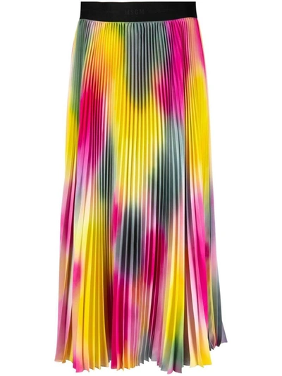 Shop Msgm Tie-dye Print Skirt In Spotted