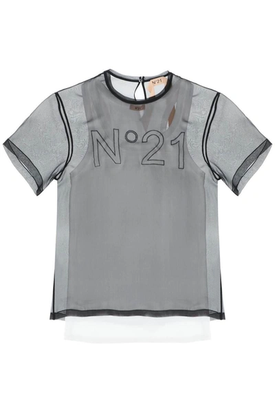 Shop N°21 N.21 Georgette T-shirt With Logo In Black