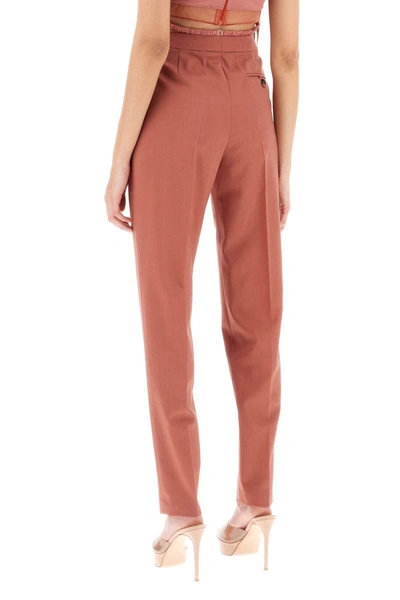 Shop Nensi Dojaka Cool Virgin Wool Pants With Heart-shaped Details In Red