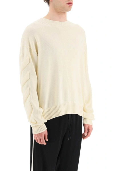 Shop Off-white Crew-neck Pullover With Padded Details In Multicolor