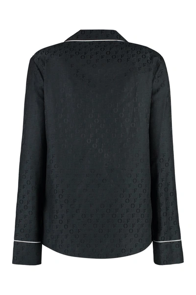 Shop Off-white Silk Blend Pajama Shirt In Black