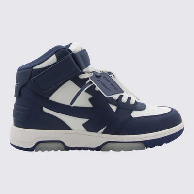 Shop Off-white Blue And White Leather Out Of Office Mid Top Sneakers In Blue-white