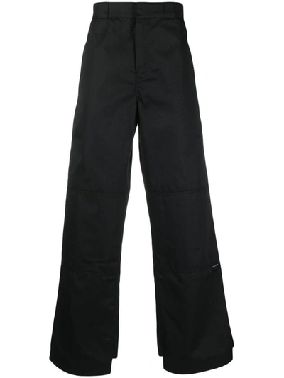 Shop Palm Angels Reversed Waistband Chino Trousers In Nero E Marrone