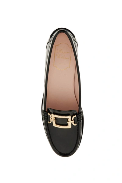 Shop Roger Vivier Patent Leather Loafers With Metal Buckle In Black