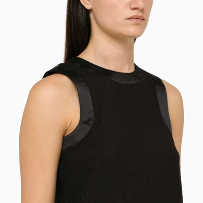 Shop Sacai Ribbed Top With Ruffles In Black