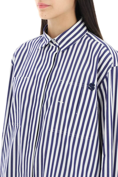 Shop Sacai Striped Cotton Poplin Shirt In Multicolor