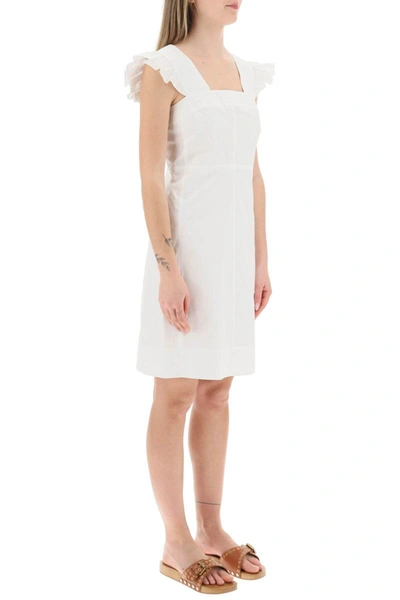 Shop See By Chloé See By Chloe Organic Cotton Dress With Frilled Straps In White
