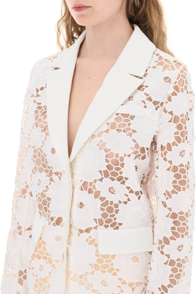 Shop Self-portrait Self Portrait Cotton Floral Lace Jacket In White