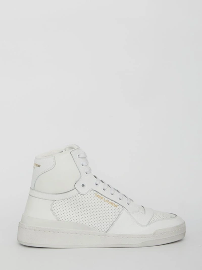 Shop Saint Laurent Sl24 Leather Sneakers In White