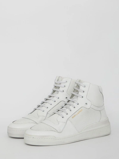 Shop Saint Laurent Sl24 Leather Sneakers In White