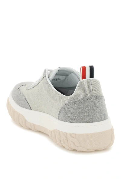 Shop Thom Browne 'cable Knit' Sneakers In Grey