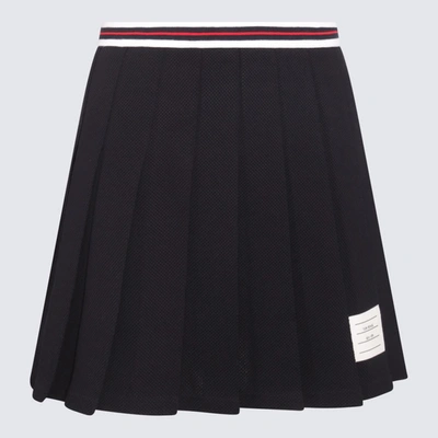 Shop Thom Browne Navy Blue Cotton Skirt