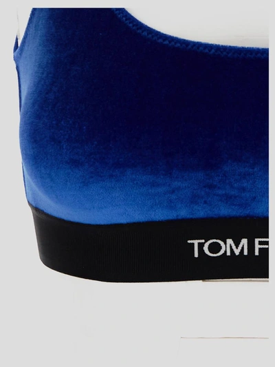 Shop Tom Ford Yves Velvet Logo Bralette In Yves Blue