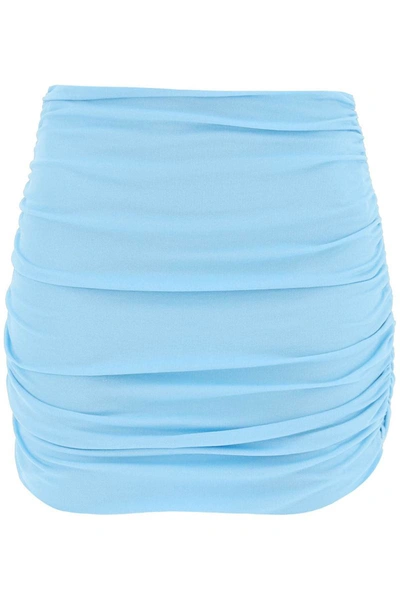Shop Tory Burch Ruched Mini Skirt In Blue