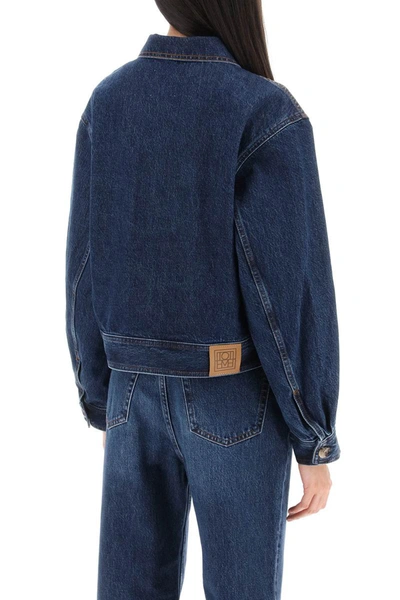 Shop Totême Toteme Cropped Denim Jacket In Blue