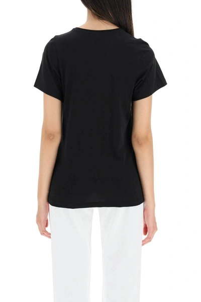 Shop Totême Toteme Monogram-embroidered Curved T-shirt In Black