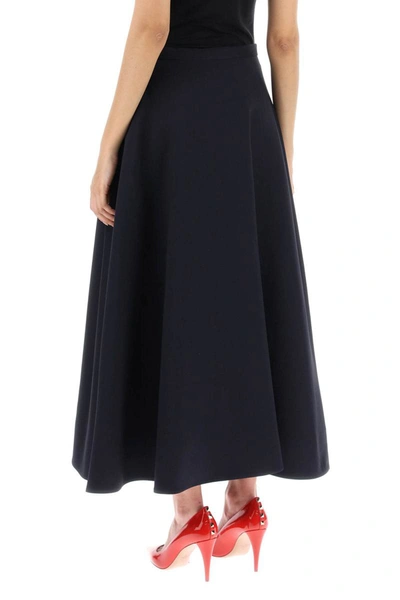 Shop Valentino Garavani Midi Skirt In Crepe Couture With V Gold Detailing In Blue
