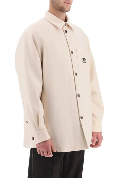 Shop Valentino Garavani Padded Overshirt With Vlogo Signature Patch In White