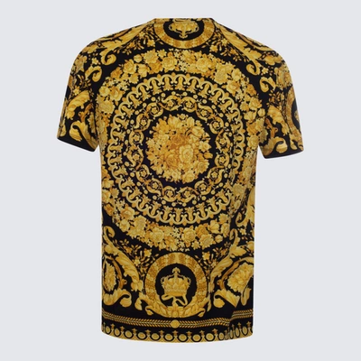 Versace Black And Yellow Crewneck T-shirt With All-over Barocco Print In  Cotton Man In Brown | ModeSens