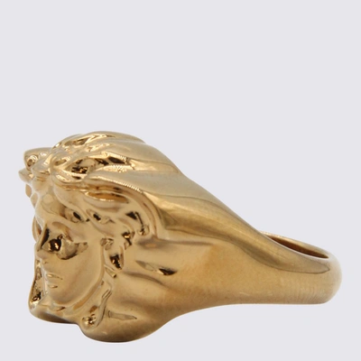 Shop Versace Gold-tone Medusa Brass Ring In Golden