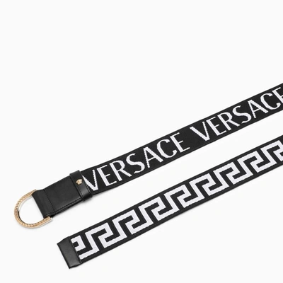 Shop Versace Allover Greca Black/white Belt