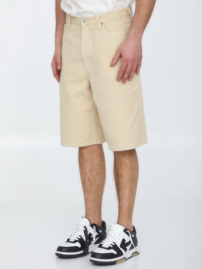 Shop Off-white Wave Off Shorts In Beige