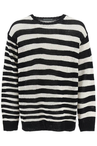 Shop Yohji Yamamoto Striped Pure Cotton Sweater In Multicolor
