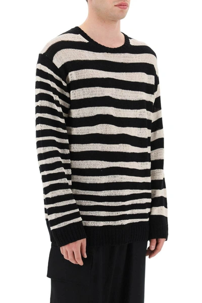 Shop Yohji Yamamoto Striped Pure Cotton Sweater In Multicolor