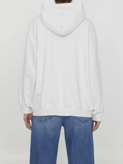 Shop Balenciaga Zip-up Cotton Hoodie In White