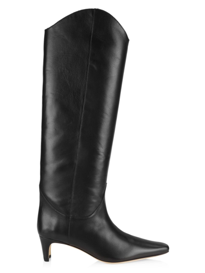 Shop Staud Women's Western Wally 50mm Leather Knee-high Boots In Black