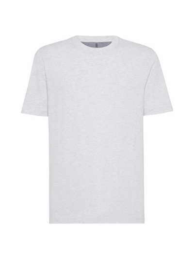 Shop Brunello Cucinelli Men's Cotton Jersey Basic Fit Crew Neck T-shirt In Pearl Grey