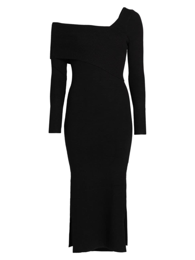 Shop Line & Dot Women's Sylvie One-shoulder Sweaterdress In Black