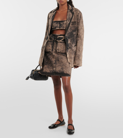 Miu Miu Logo-printed Bow Detailed Ballerina Shoes In Animal Print