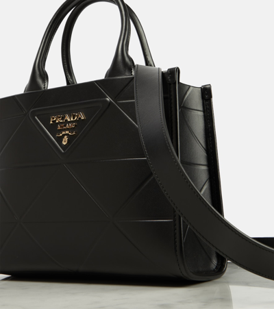 Shop Prada Symbole Small Leather Tote Bag In Black