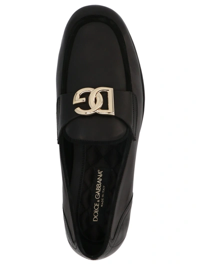 Shop Dolce & Gabbana Logo Loafers Black