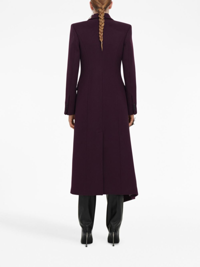 Shop Alexander Mcqueen Asymmetric Double-breasted Wool Coat In Purple