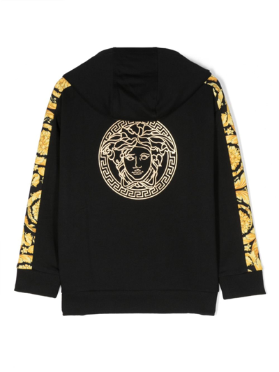 Shop Versace Medusa-print Fleece Hoodie In Black
