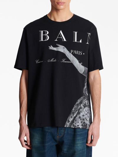 Shop Balmain Madame Jolie Graphic-print T-shirt In Black