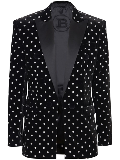 Shop Balmain Glitter Dot Single-breasted Blazer In Black