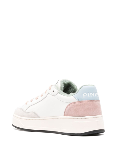 Shop Pinko Love Birds-embossed Sneakers In White
