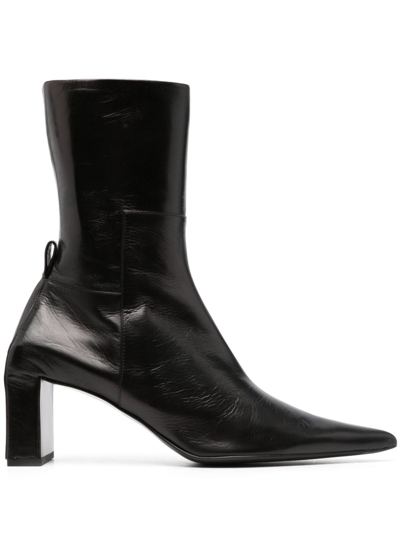 Shop Jil Sander 40mm Leather Ankle Boots In Black