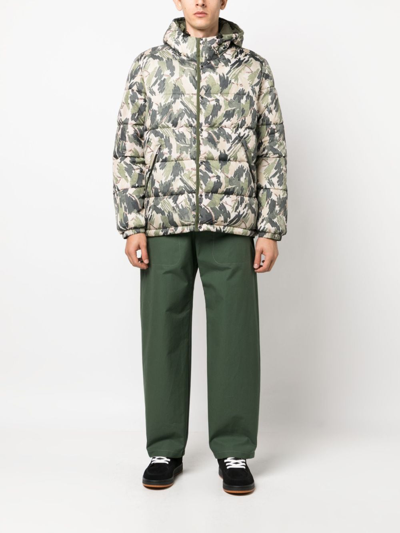 Ps By Paul Smith Abstract-print Padded Jacket In Green