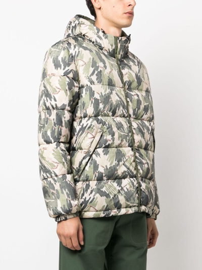 Ps By Paul Smith Abstract-print Padded Jacket In Green